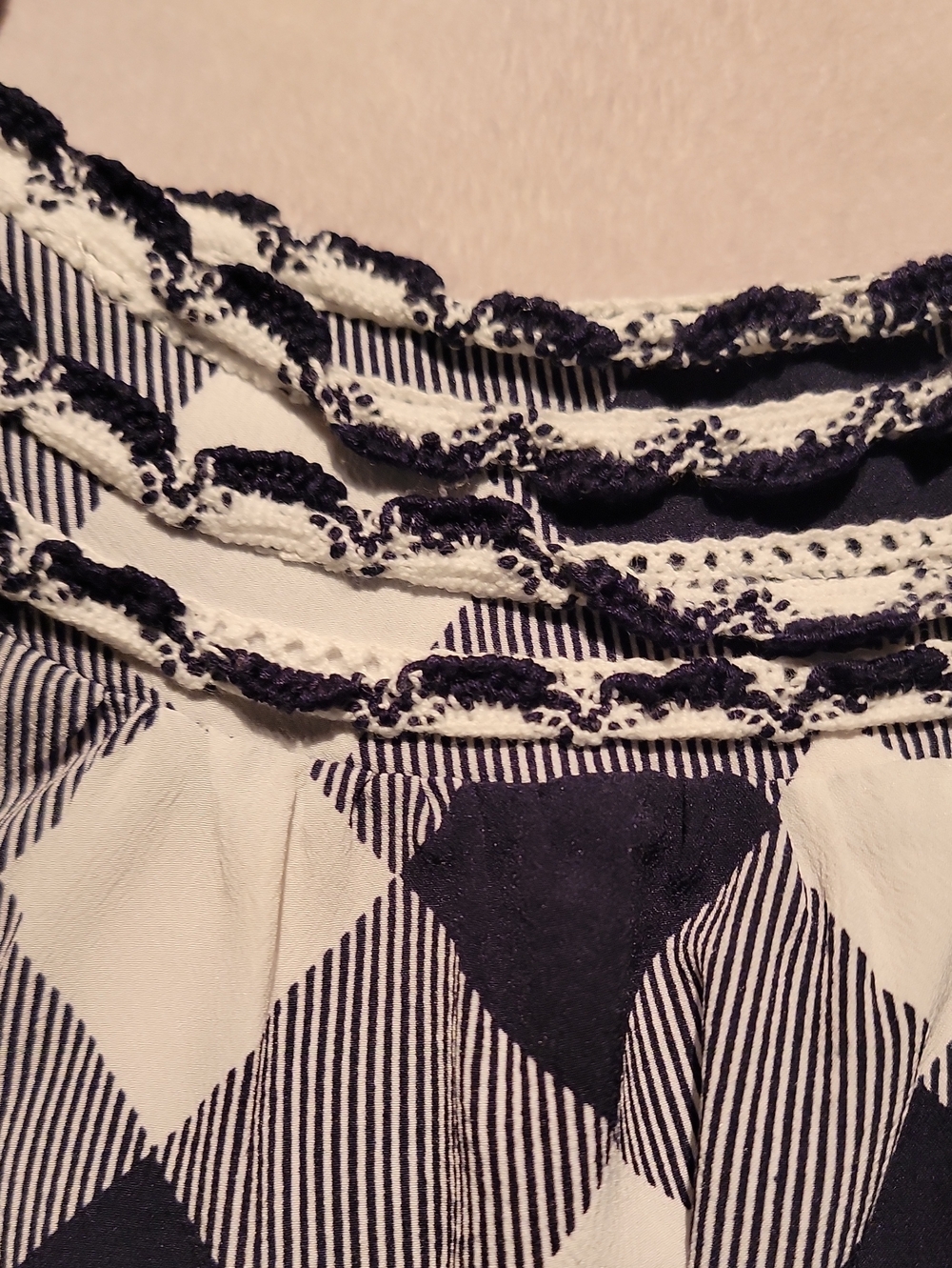 Crown And Ivy Women's Blue and White Checked Boat Neck Top - Picture 2 of 9